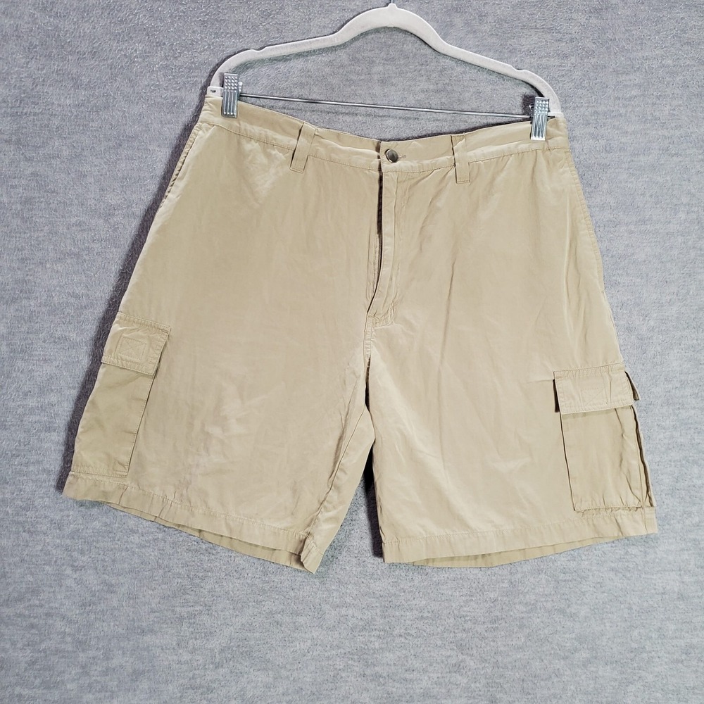 Big Dogs Men Shorts 36 Beige Cargo Pockets Logo High Rise 8" Inseam Casual